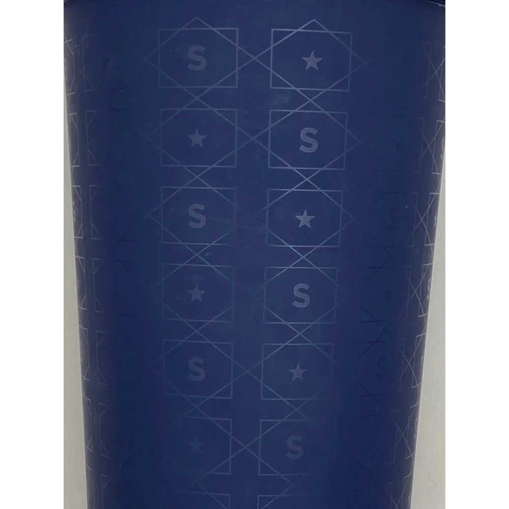 Starbucks Navy Blue Matte Geometric Star Logo 24oz‎ Venti Cold Cup Tumbler Straw